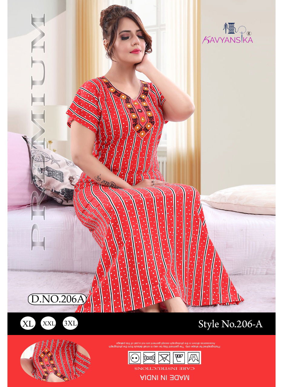 Kavyansika 206 Night Wear Embroidery Printed Nighty Collection